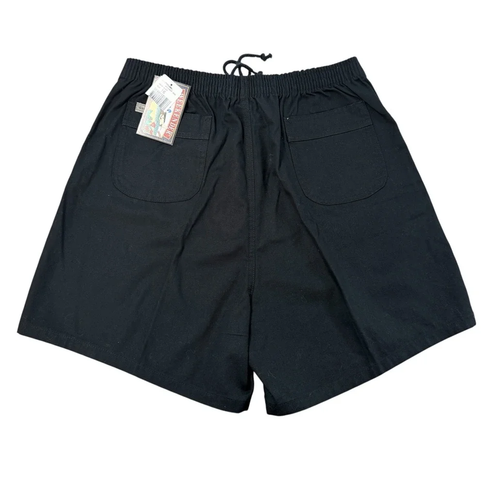 VTG Weekender Deck Shorts Womens 16 Black Organic Cotton‎ Elastic Drawstring NWT